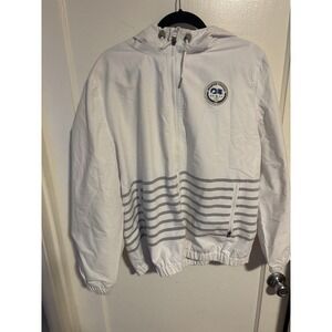Princess Cruises White Zip Up Jacket XL Mesh Lined Hooded Windbreaker